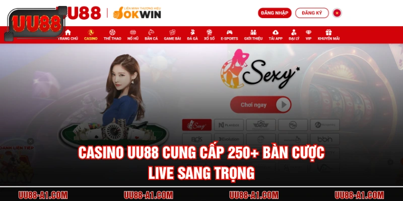 Casino UU88 cung cấp 250+ bàn cược live sang trọng
