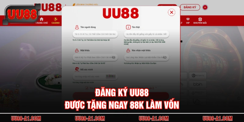 Đăng ký UU88 được tặng ngay 88K làm vốn